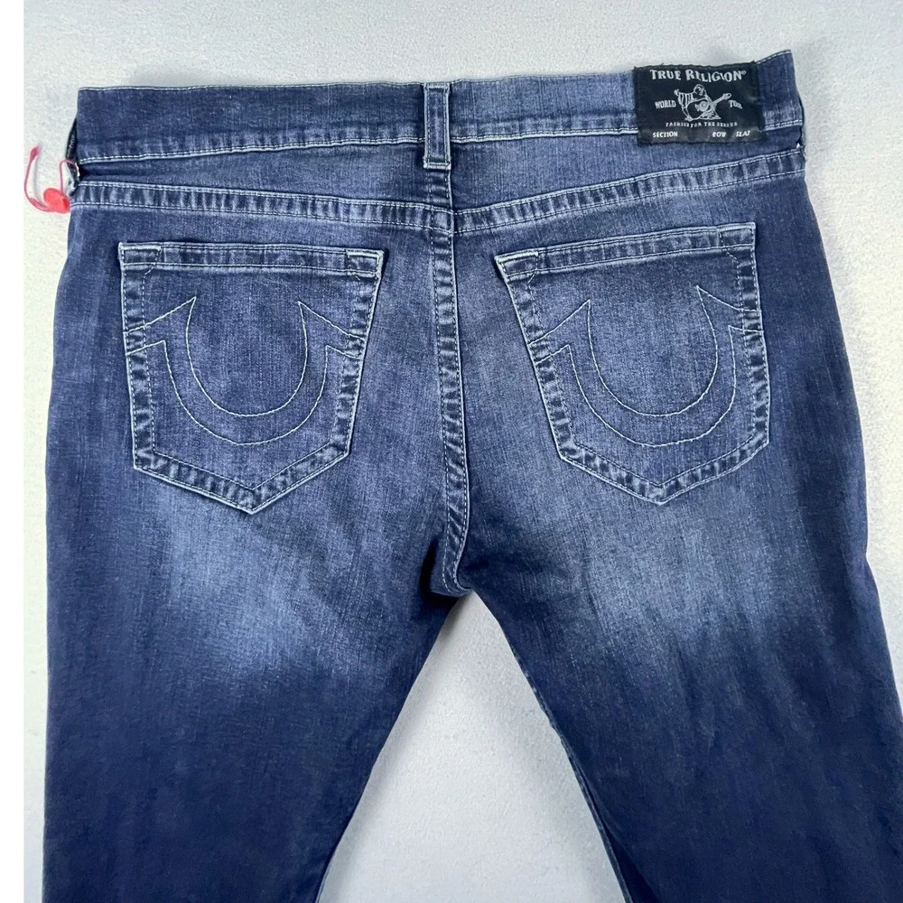 True Religion Jeans Men 40 Blue Rocco Relaxed Skinny No Flap Dark Wash NWOT
